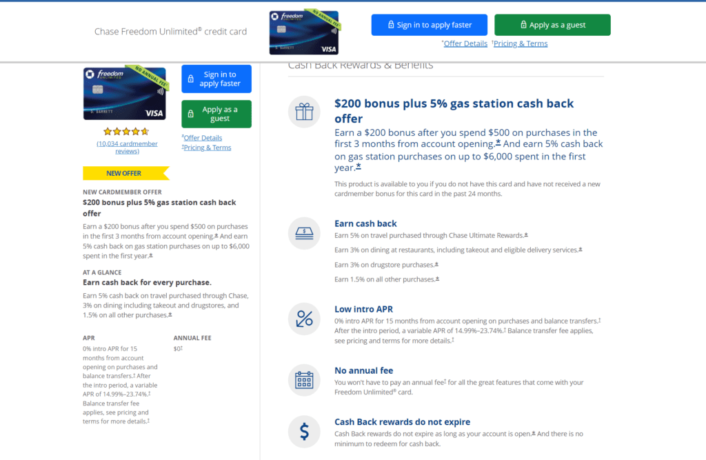 Best Credit Card for Gas and Groceries of 2022:Chase Freedom Unlimited®