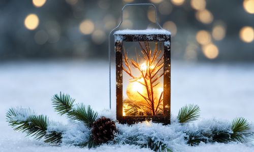 Illuminate With A Snowy Lantern Glow